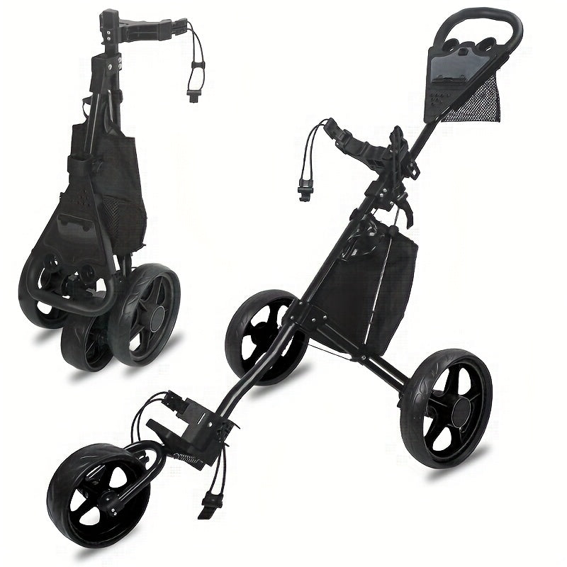 Quick-Fold 3-Wheel Golf Push Cart Black