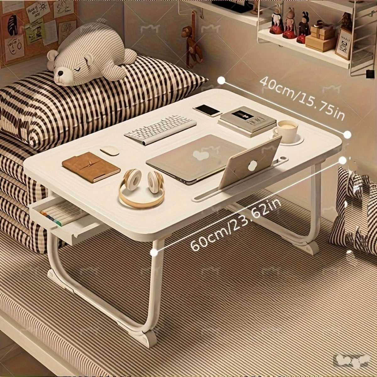 Folding Laptop Table with Wood Top