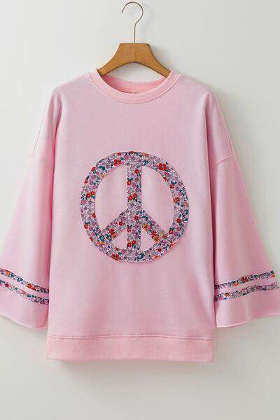 Peace Patch Round Neck Long Sleeve Top for Women Fashion