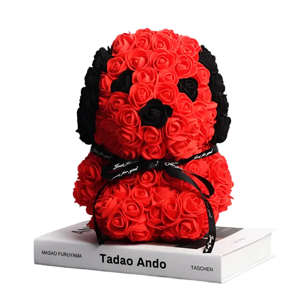 Teddy Rose Dog Artificial Flower Decoration (Red)