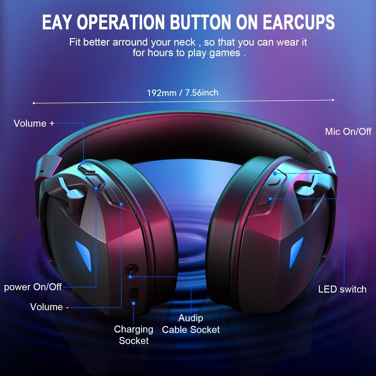 Over-Ear Gaming Headset Wireless and Wired