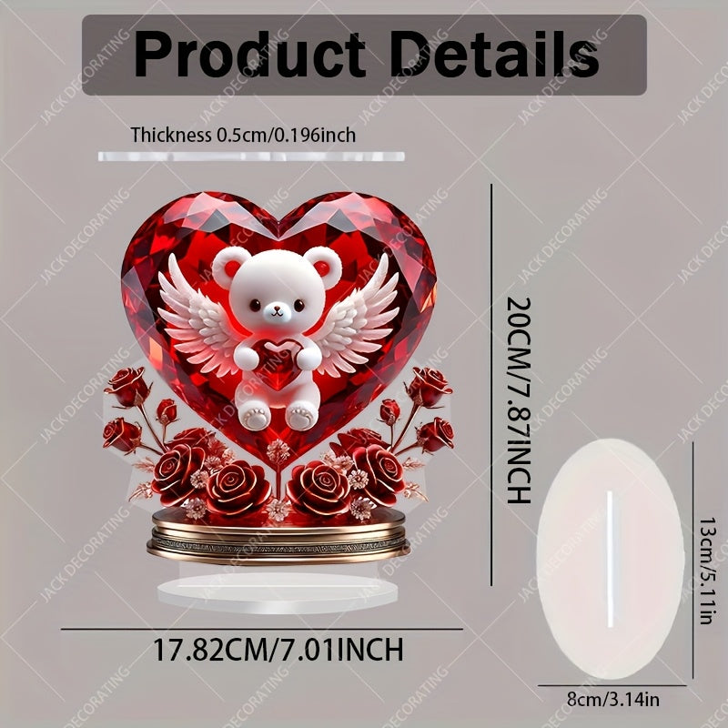 Crystal Bear Holding Heart Ornament