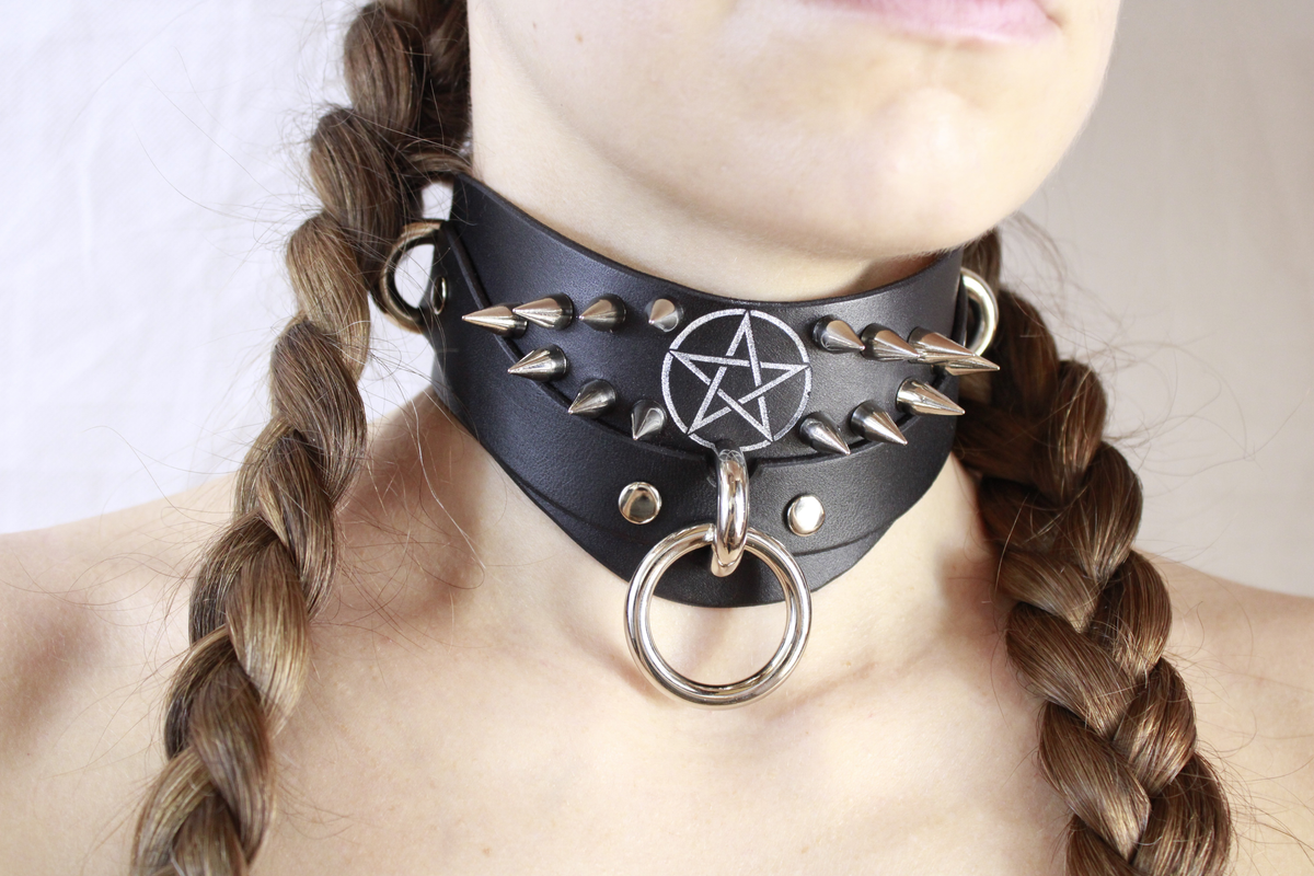 Pentagram BDSM Collar – Gothic Spiked Posture Submissive Choker
