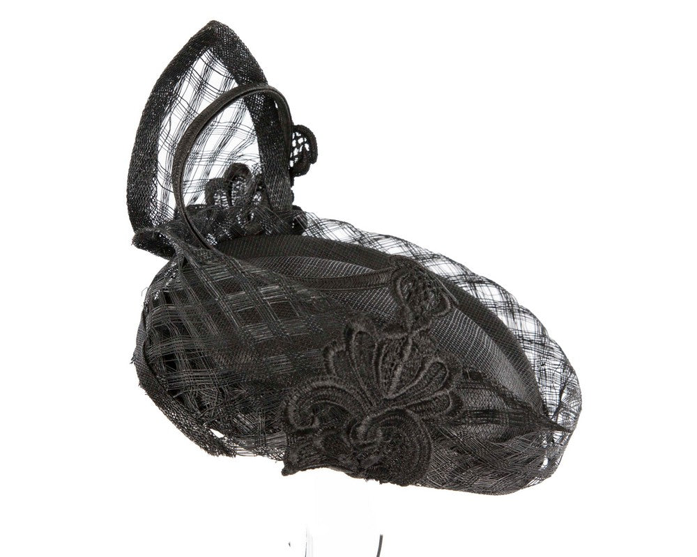 Made in Australia Black Sinamay Pillbox Fascinator | Exclusive One-Off Design