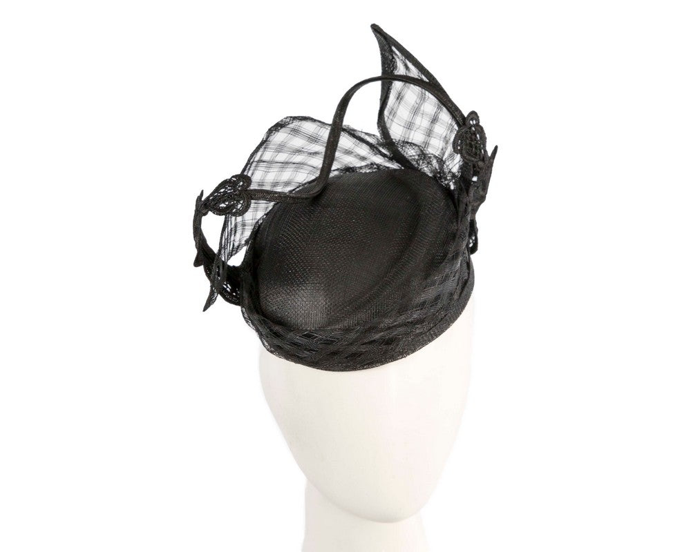 Made in Australia Black Sinamay Pillbox Fascinator | Exclusive One-Off Design