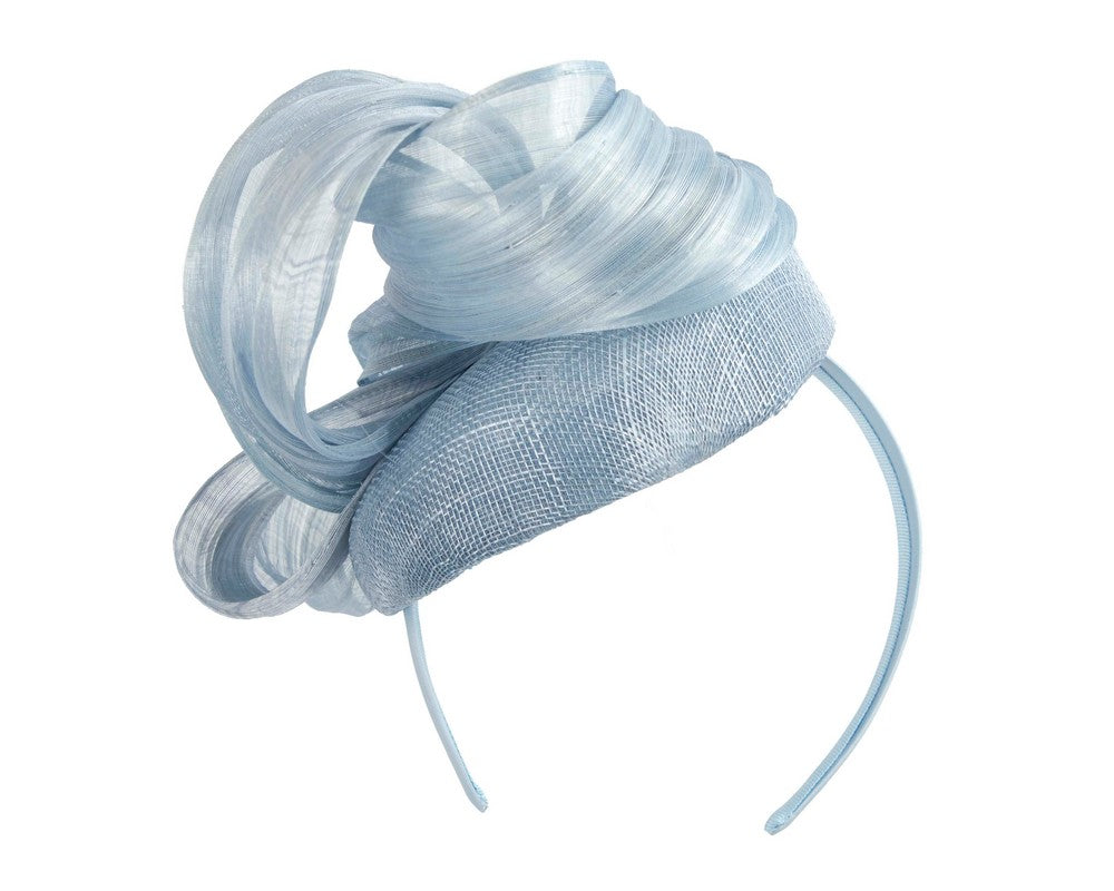 Corn Blue pillbox fascinator with silk abaca bow by Fillies Collection