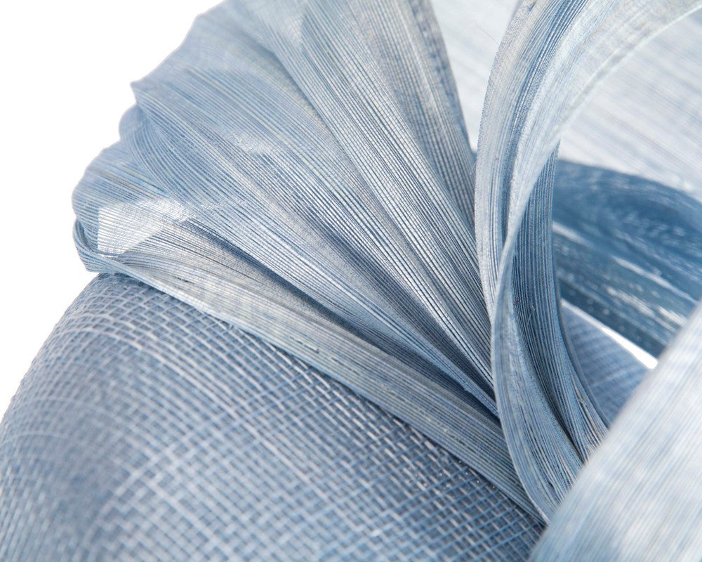 Corn Blue pillbox fascinator with silk abaca bow by Fillies Collection