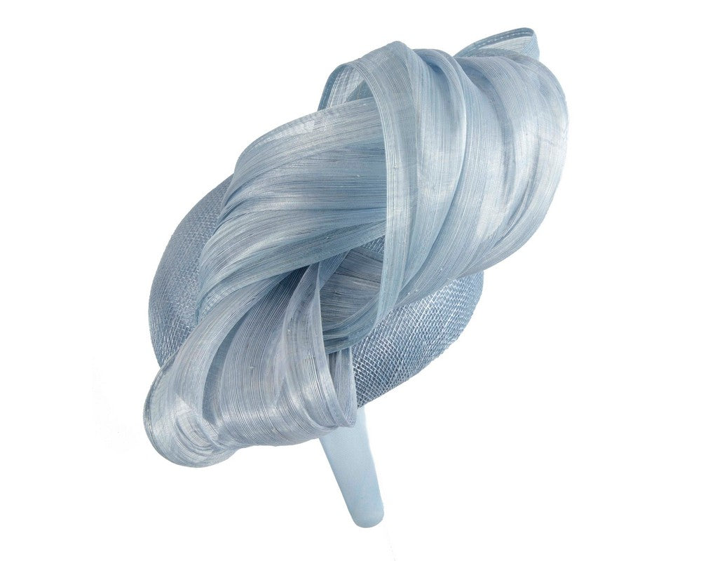 Corn Blue pillbox fascinator with silk abaca bow by Fillies Collection