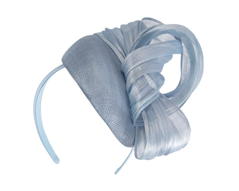 Corn Blue pillbox fascinator with silk abaca bow by Fillies Collection