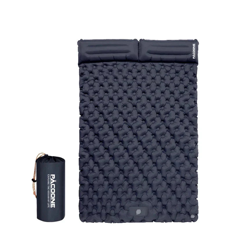 Extra-Wide Double Inflatable Camping Mattress Folding Pad Blue