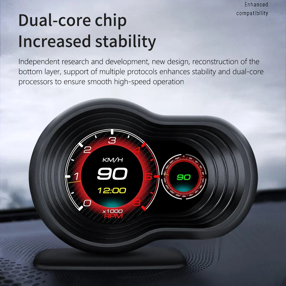 OBD2 Car HUD F9 Digital Head Up Display with Smart Alarm Black