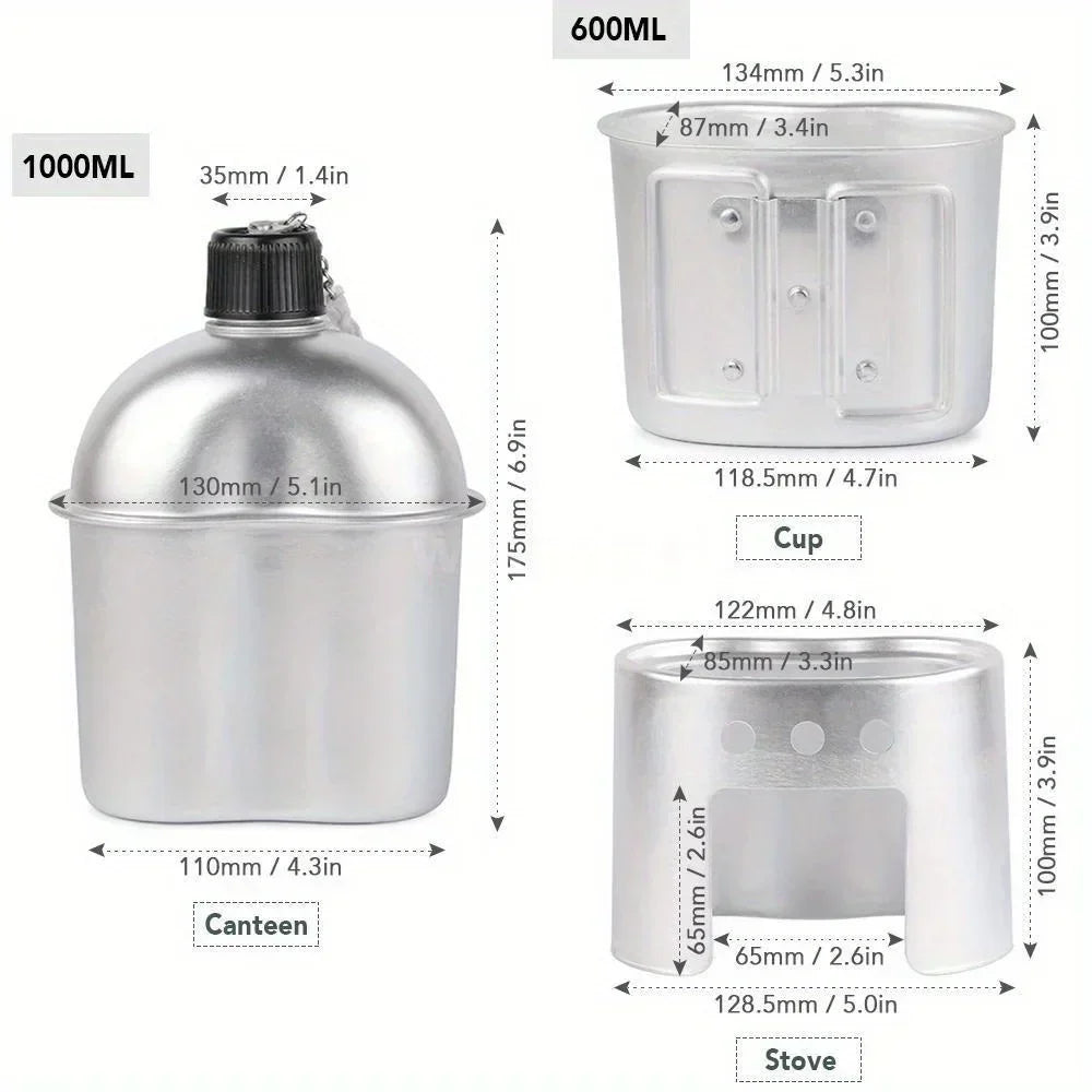 4-Piece Military Cookware Set Silver