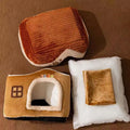 Foldable Soft Pet House And Bed Detachable Cave-Style Nest Brown