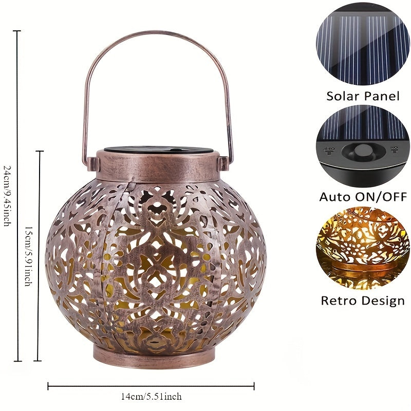 Solar Metal Lantern Outdoor Garden Decor Light