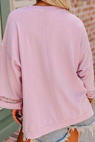 Peace Patch Round Neck Long Sleeve Top for Women Fashion