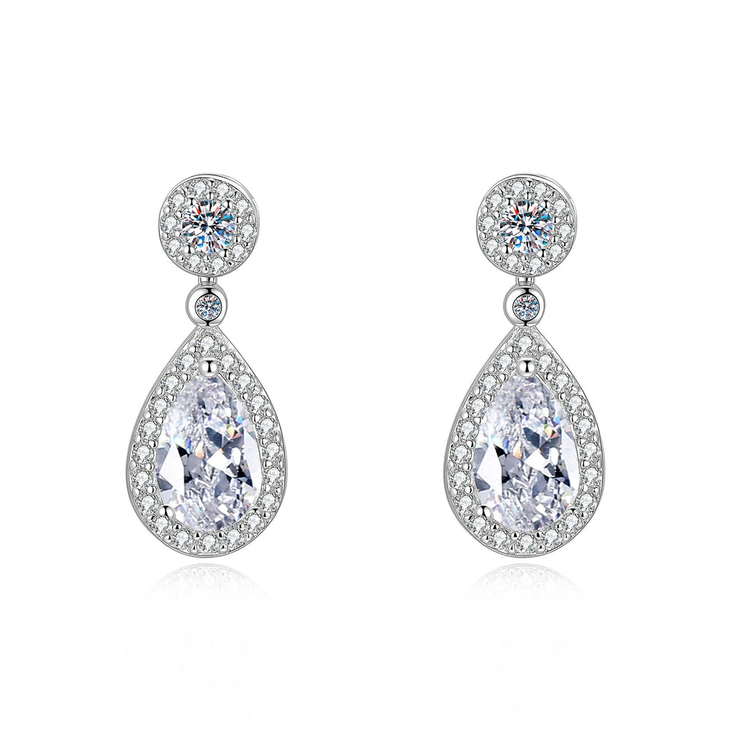 S925 Sterling Silver Teardrop Moissanite Stud Earrings