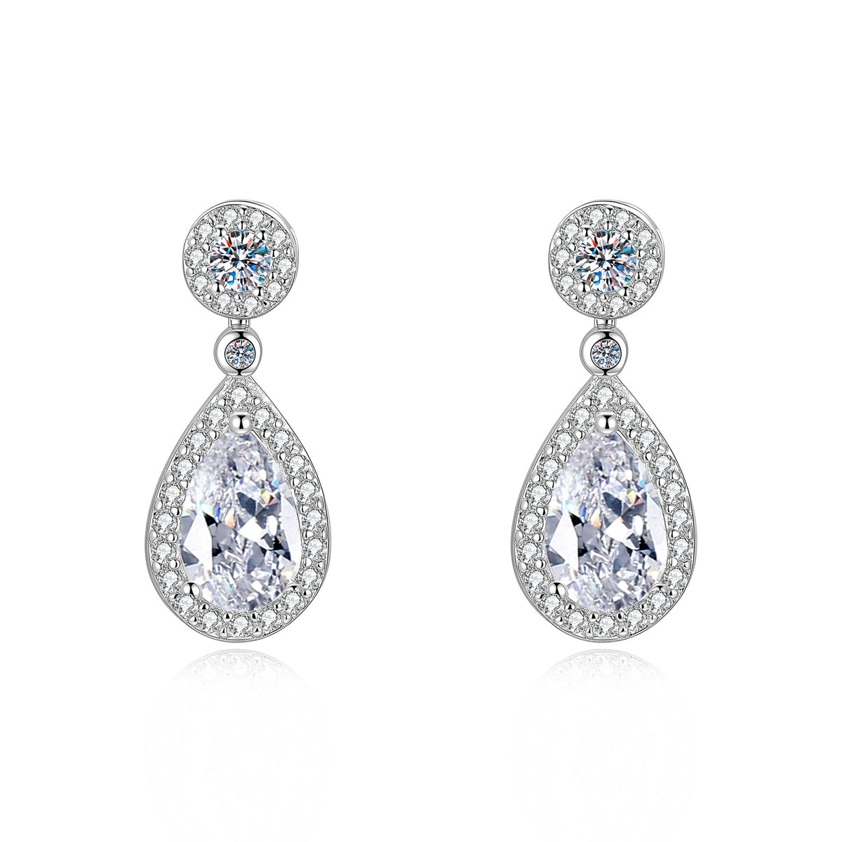 S925 Sterling Silver Teardrop Moissanite Stud Earrings