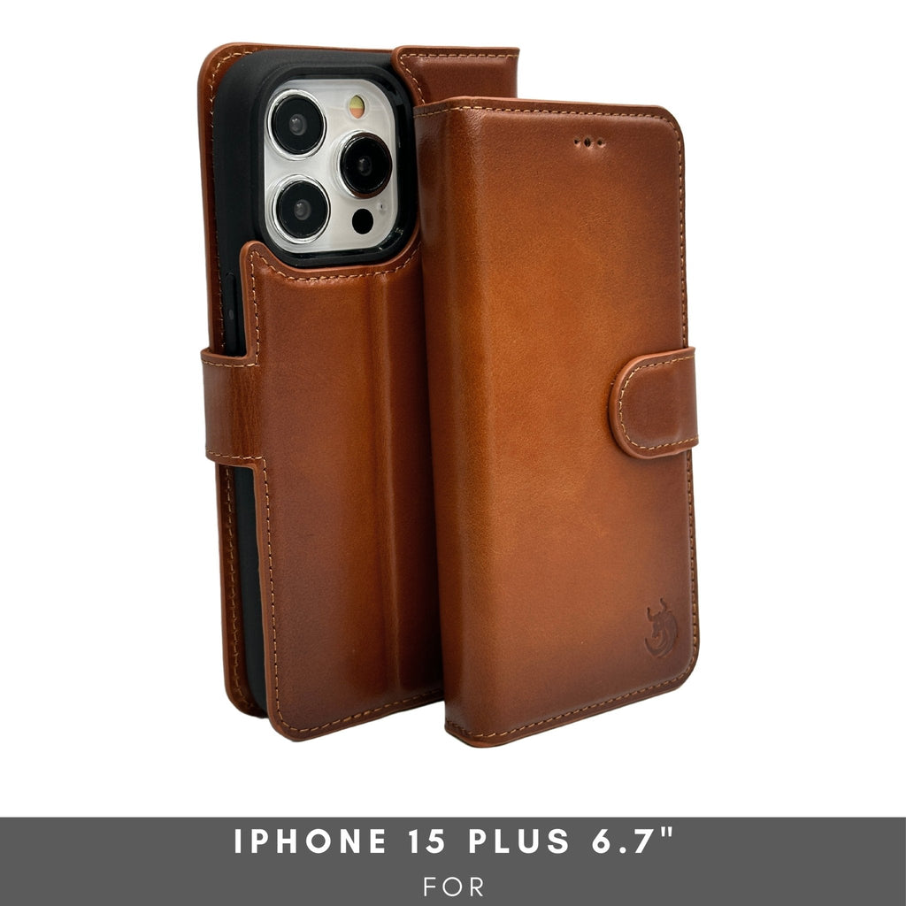 Vegas Premium Leather iPhone 15 Plus Wallet Case with MagSafe | Detachable RFID Blocking Luxury Wallet